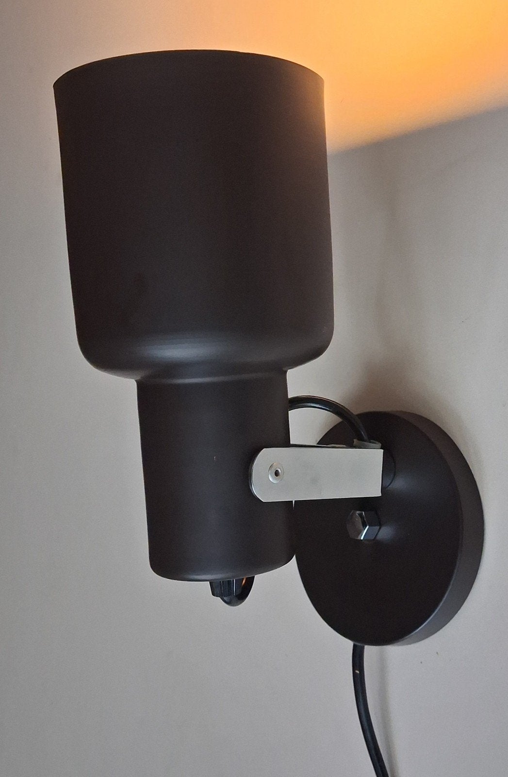 vintage jaren 70 wandlamp/wandspot, donkerbruin, Gebruikt, Bruin, Metaal, Wandlamp