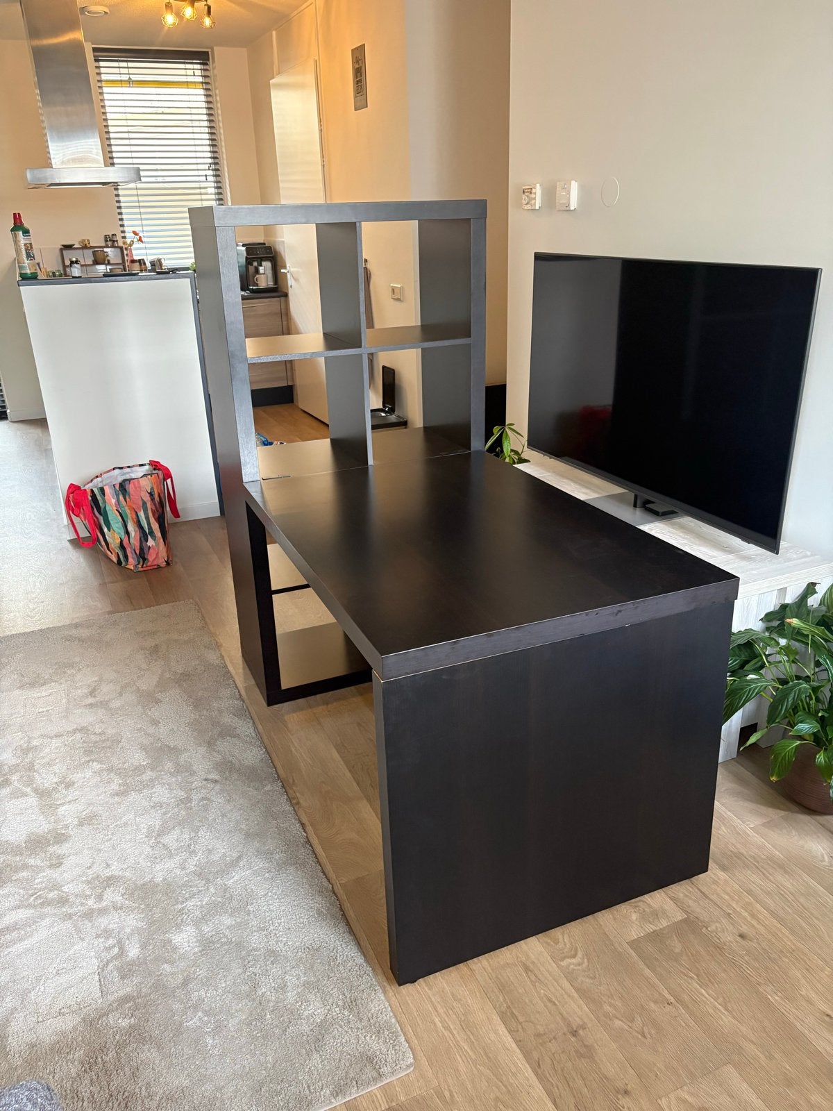 IKEA Kallax bureau met opbergruimte - Zwart, Ophalen, Met plank(en), Gebruikt, 75 cm of meer