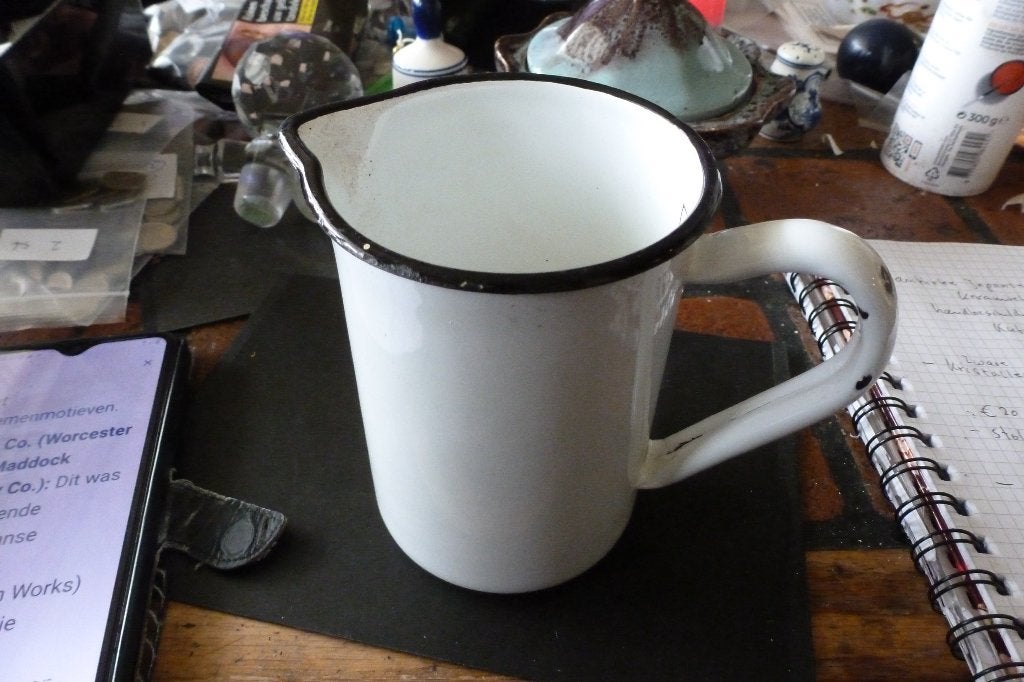 Vintage emaille maatkan rond 1950 (m 58, Ophalen of Verzenden