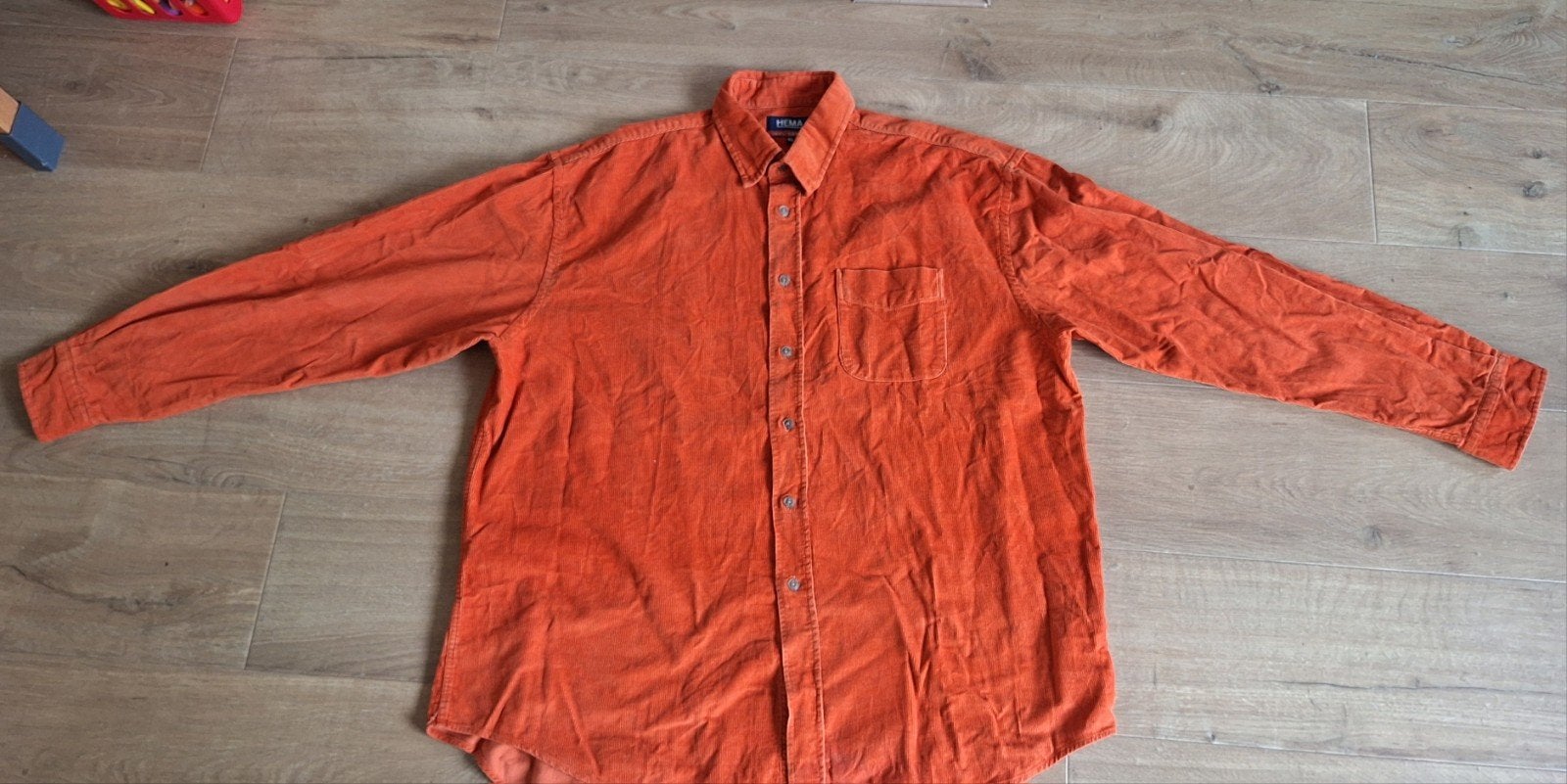 Hema Oranje Corduroy Overhemd Heren XL, Hema, Oranje, Ophalen of Verzenden, Overige halswijdtes
