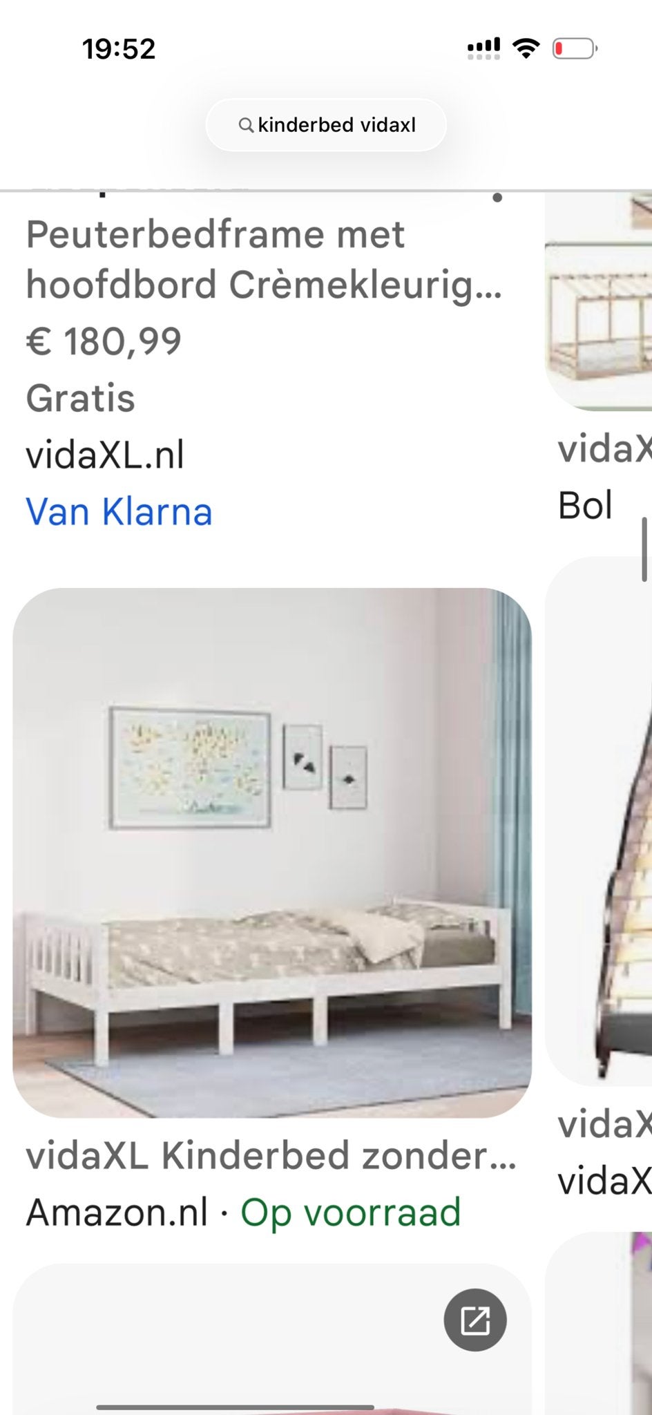 vidaXL Kinderbed peuterbed wit gratis op te halen, Ophalen of Verzenden, Gebruikt, 160 tot 180 cm, 70 tot 85 cm