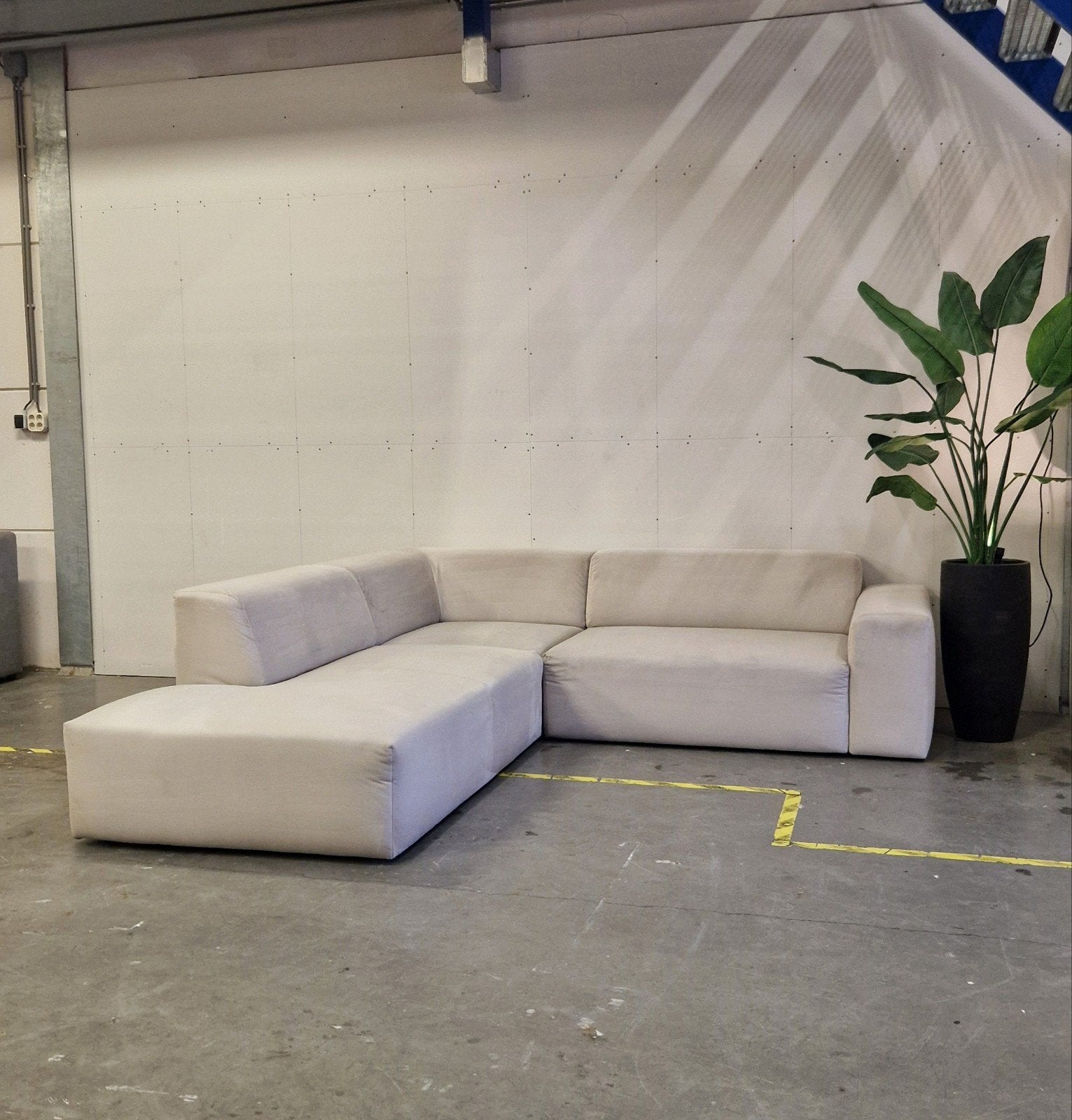 Luxe 3-Delige Hoekbank Beige Velvet 250x265 cm Top Staat, Hoekbank, Hoekbank, Ophalen of Verzenden, Zo goed als nieuw