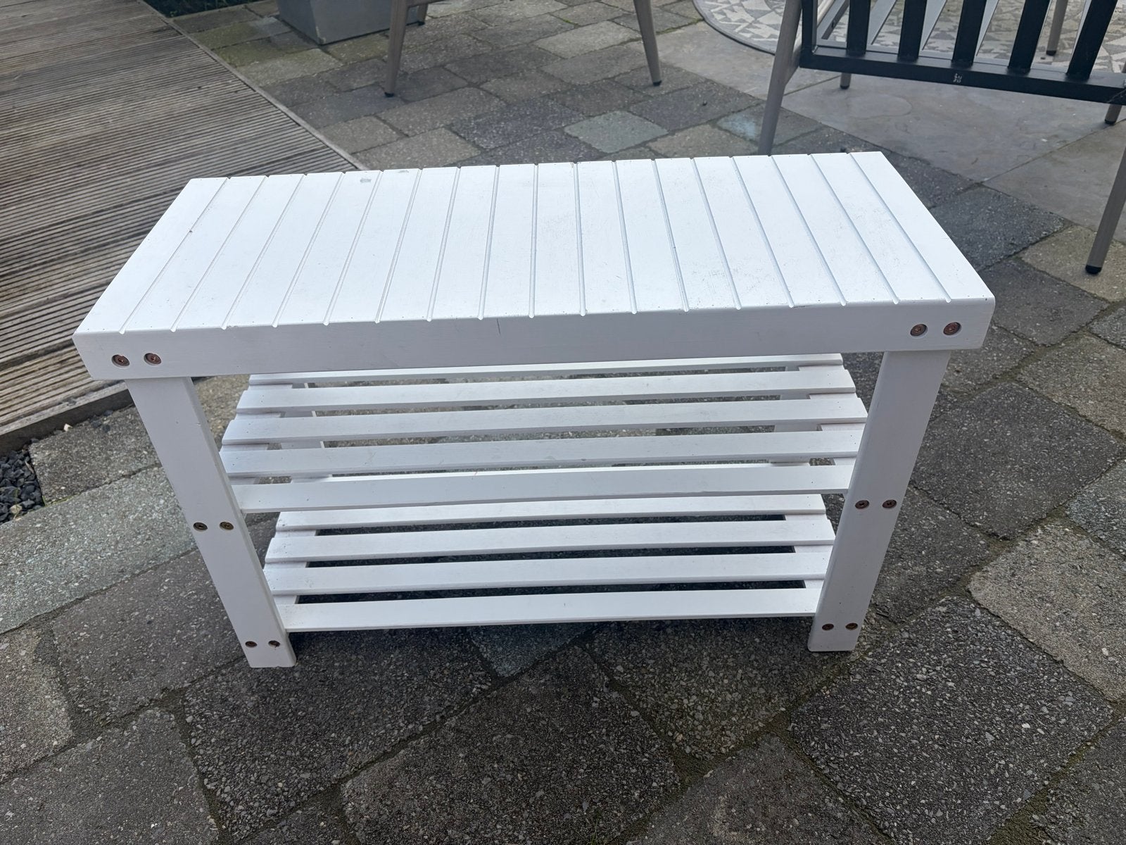 Wit schoenenrek met twee planken, Huis en Inrichting, Kasten | Schoenenrekken, Ophalen, Gebruikt