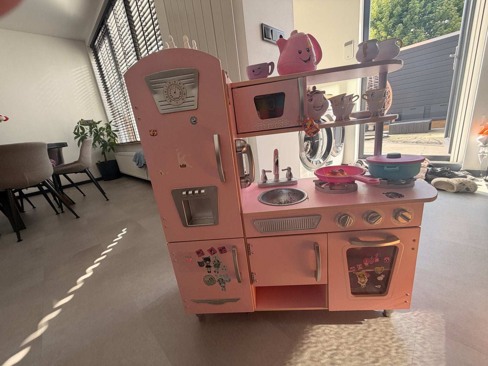 Kidkraft  roze houten speelkeuken met accessoires, Ophalen, Gebruikt, Hout, Speelkeuken