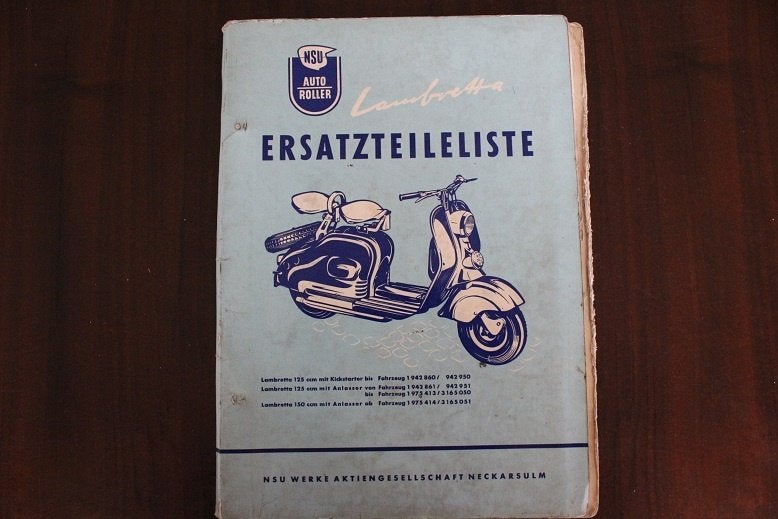 NSU auto Roller Lambretts 125cc 150cc 1955 ersatzteil liste, Motoren, Ophalen of Verzenden, Overige merken