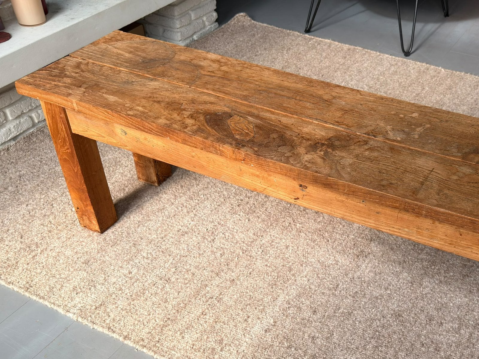 Teak houten bank, Ophalen