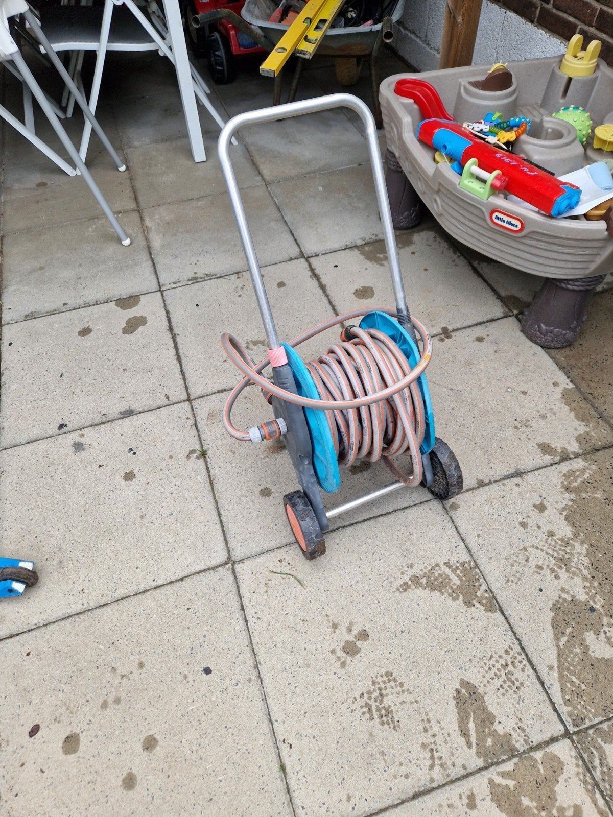 Gardena Tuinslanghaspel met slang, Tuin en Terras, Ophalen, Gebruikt, Tuinslanghaspel