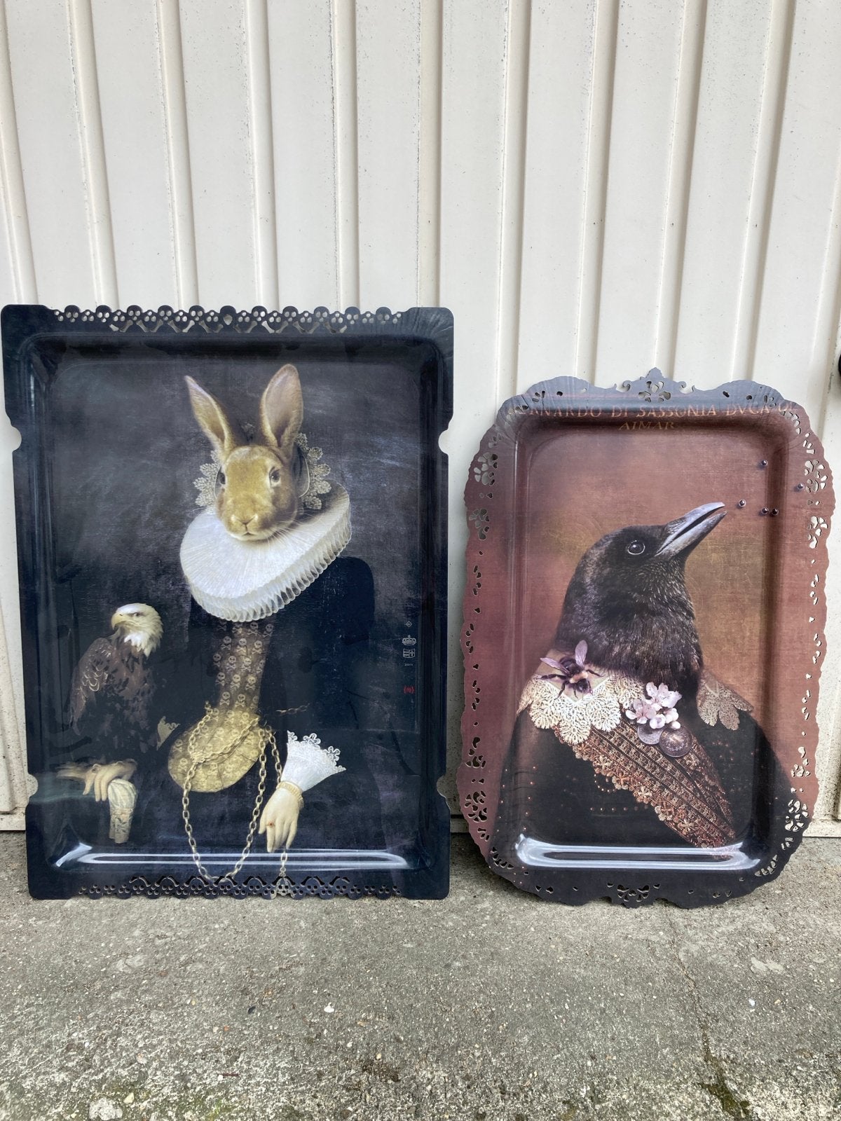 Decoratieve Dienbladen met Dierenportretten, Huis en Inrichting, Woonaccessoires | Dienbladen, Ophalen, Gebruikt, Overige vormen