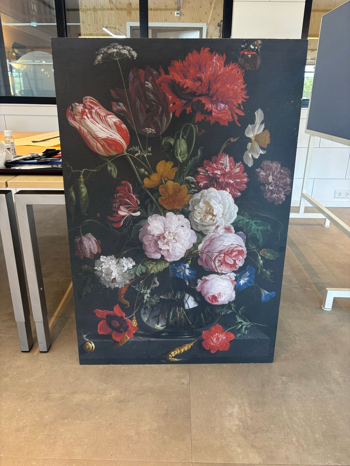 Grote bloemenprint 115x75cm - Prachtig bloemstilleven, Antiek en Kunst, Kunst | Schilderijen | Klassiek, Ophalen, Print, Bloemen