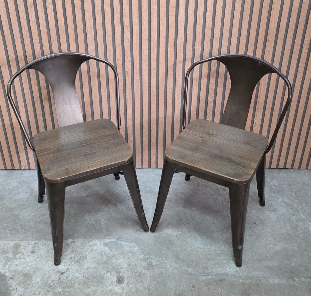 15 industriële stoelen cafe tolix cafestoelen horeca bistro, Ophalen of Verzenden, Zo goed als nieuw, Zwart, Vijf, Zes of meer stoelen