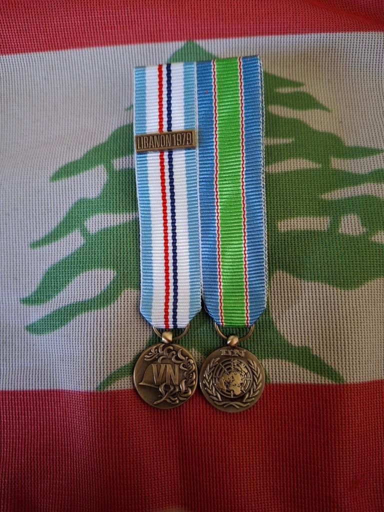 Medaille set unifil Libanon miniatuur, Ophalen of Verzenden, Landmacht, Nederland, Lintje, Medaille of Wings