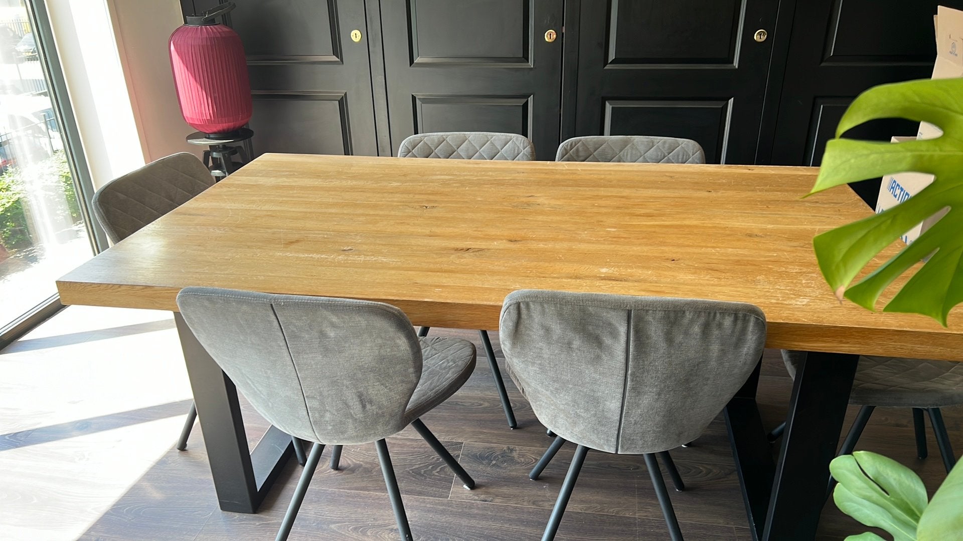 Eetkamer tafel en 6 stoelen, Ophalen, 50 tot 100 cm, Zo goed als nieuw, 150 tot 200 cm