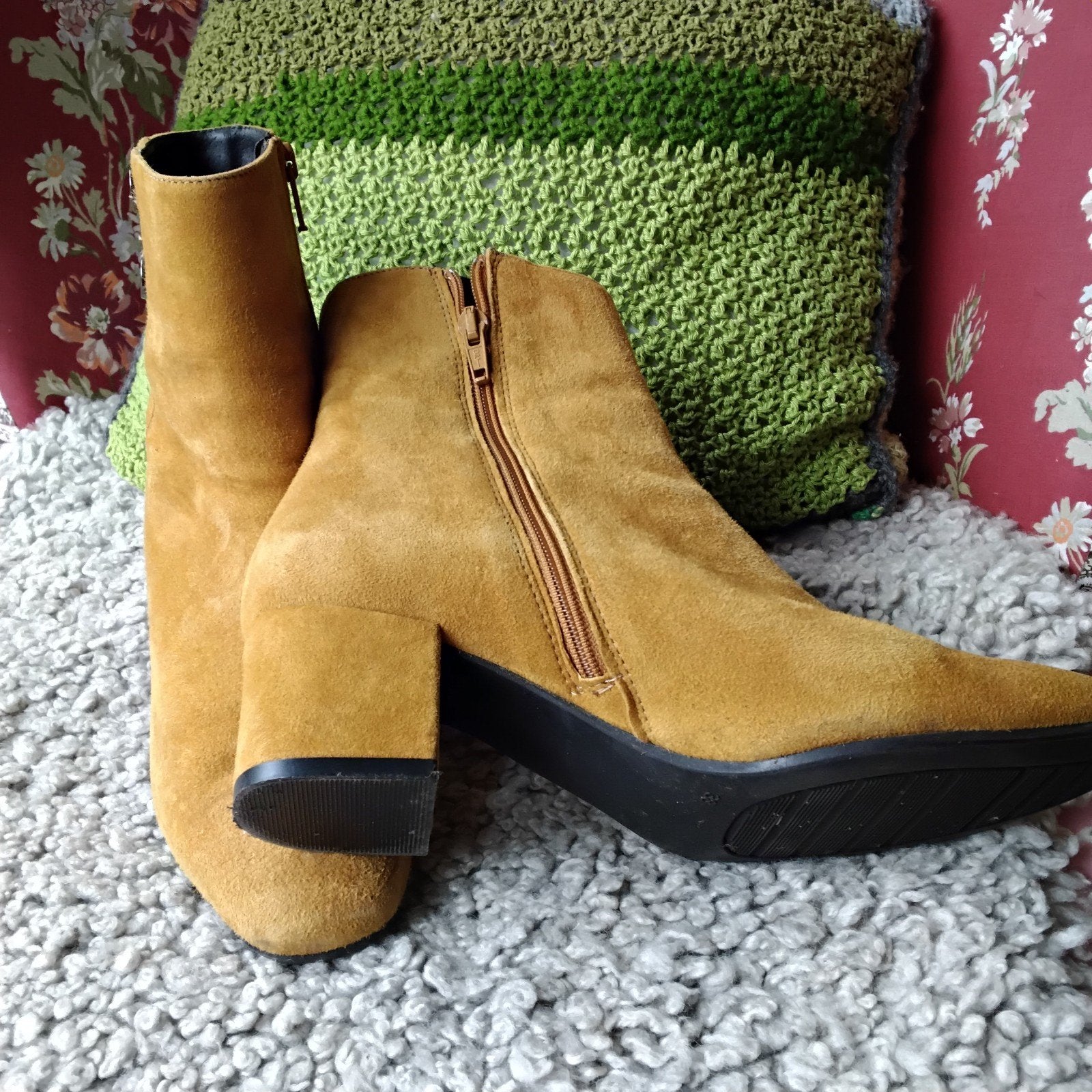 Manfield suede laarsjes okergeel maat 38, Ophalen of Verzenden, Zo goed als nieuw, Geel