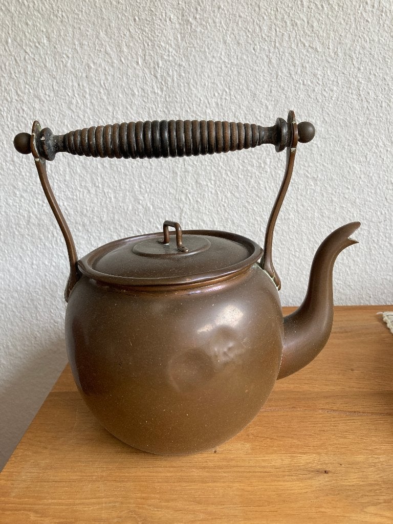ketel met bord koper antiek, Ophalen