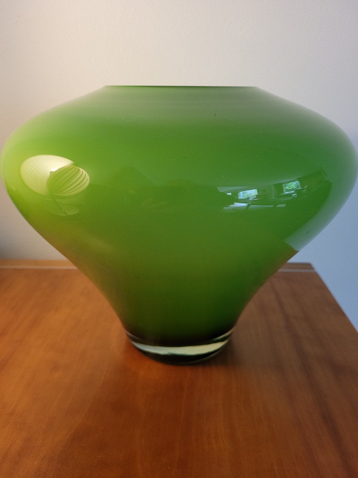Grote Groene Glazen Vaas - Hoogte 22 cm, Breedte 25 cm, Ophalen of Verzenden