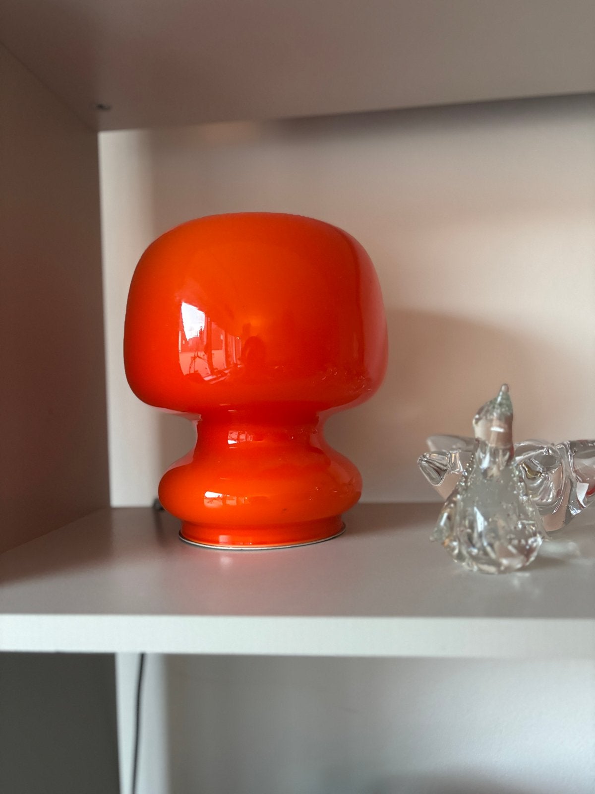 Murano paddestoellamp - Oranje glas - Vintage design, Huis en Inrichting, Gebruikt, Vintage, E14 (klein), Ophalen of Verzenden
