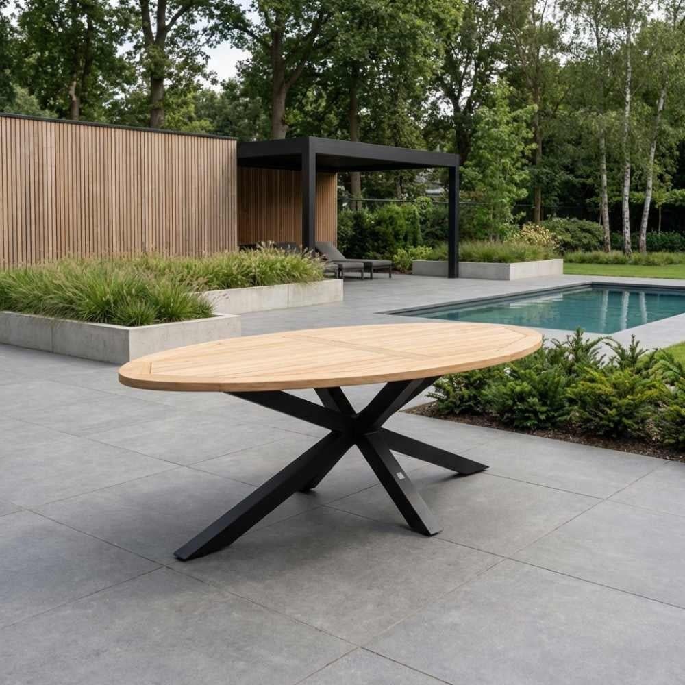 Cleve dining tuintafel ovaal | aluminium + teakhout | 240cm, Ophalen, Aston Martinlaan 36, Teakhout, Nieuw