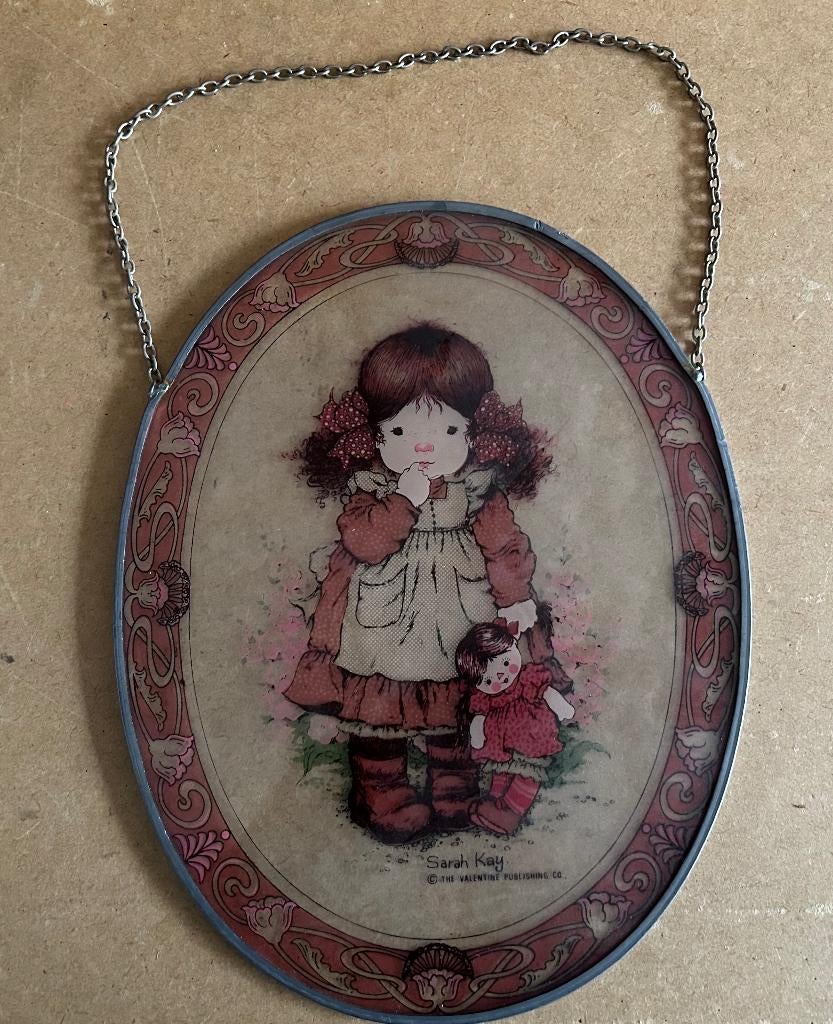 2 glazen raamhangers Sarah Kay glas in lood vintage, Ophalen, Huis en Inrichting