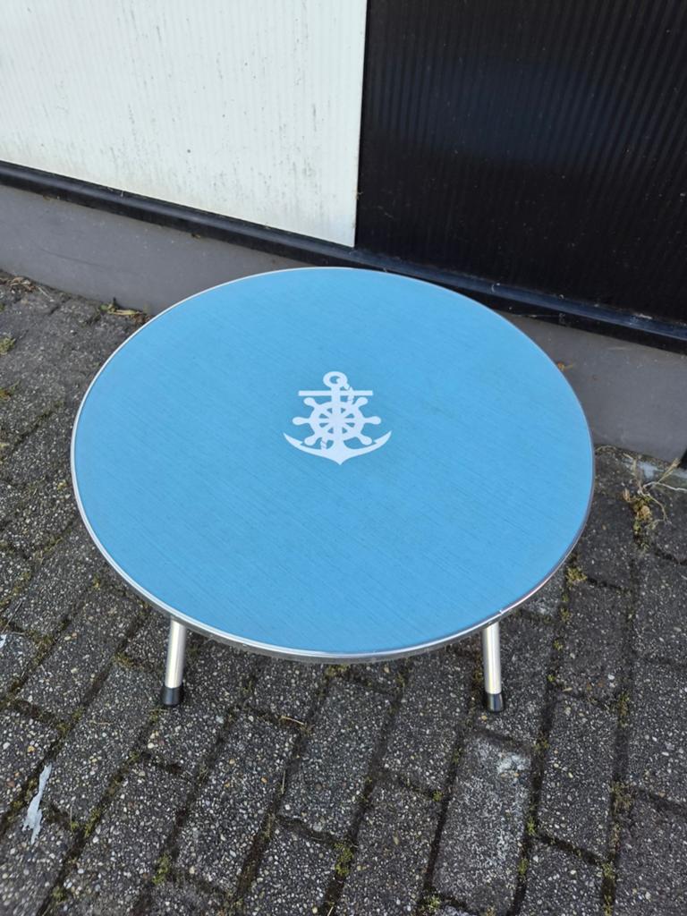 Leuk boottafeltje met anker en stuurwiel decoratie, Maritiem, Nautisch, Minder dan 55 cm, Gebruikt, Metaal of Aluminium