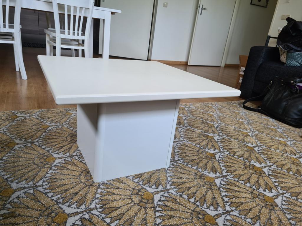 Witte vierkante salontafel - 65x65x41 cm, Ophalen, Overige materialen, Gebruikt, 50 tot 100 cm
