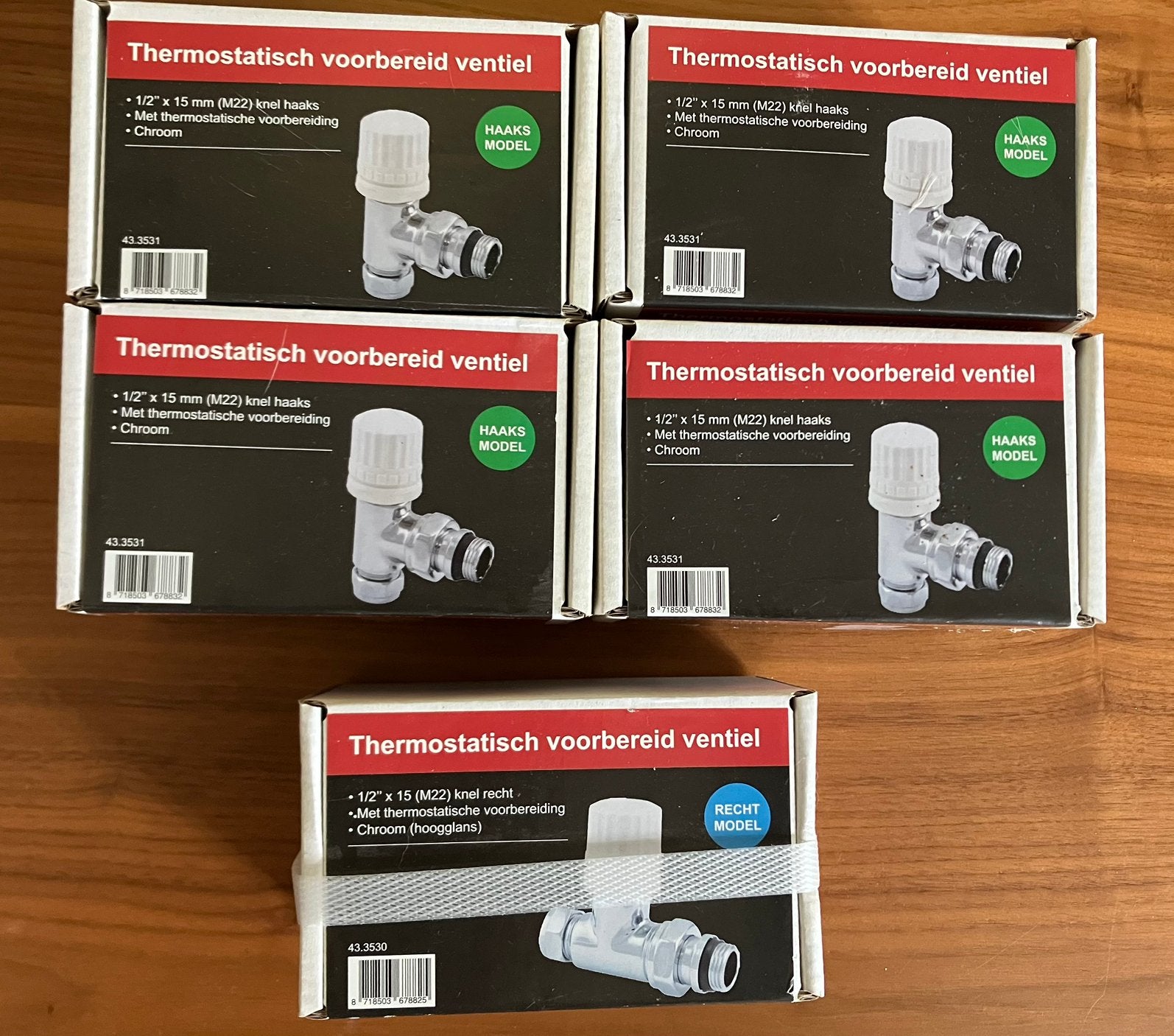 Nieuwe thermostaat kranen 1 recht 4 haakse in verpakking, Minder dan 30 cm, Radiator, Nieuw, Minder dan 60 cm