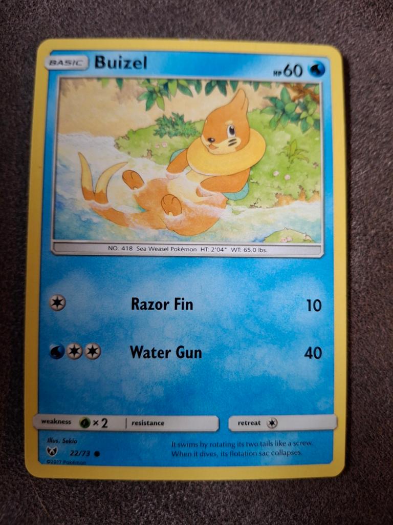 Pokémon Kaart Buizel 22/73 - Sun & Moon Shining Legends, Ophalen of Verzenden, Gebruikt, Losse kaart