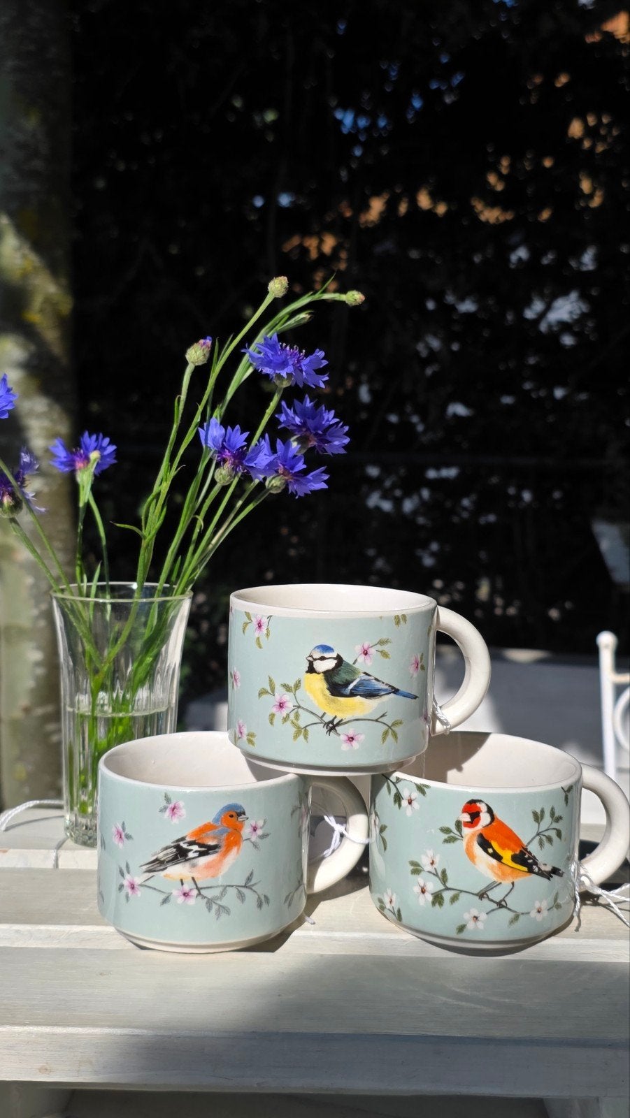 Sass & Belle kopjes met vogeltjes, Overige merken, Keramiek, Landelijk/Boerenbont, Onbekend