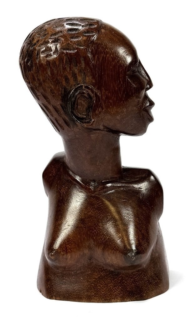 915. Houten beeld – buste vrouw, Afrika, 20e eeuw, Buste, Ophalen of Verzenden, Hout, Vrouw