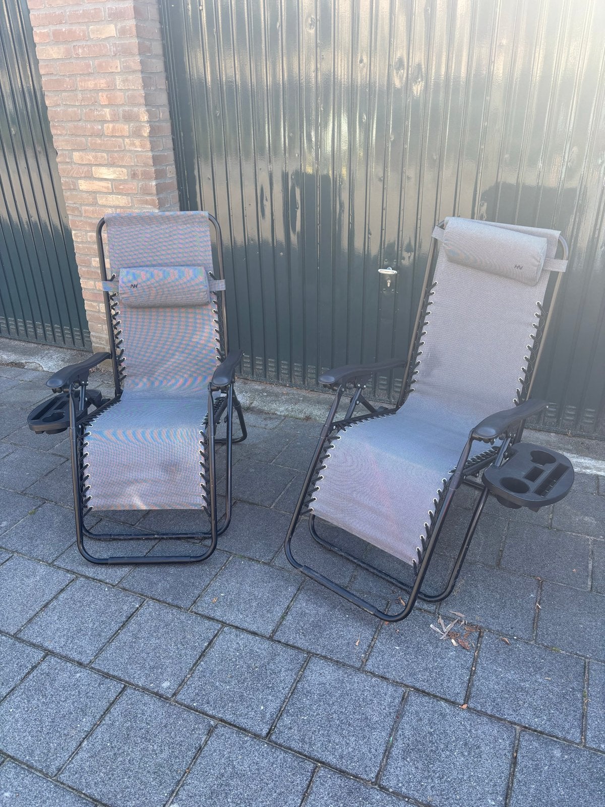 2x Zero Gravity Relaxstoelen - Grijs, Ophalen of Verzenden, Zo goed als nieuw