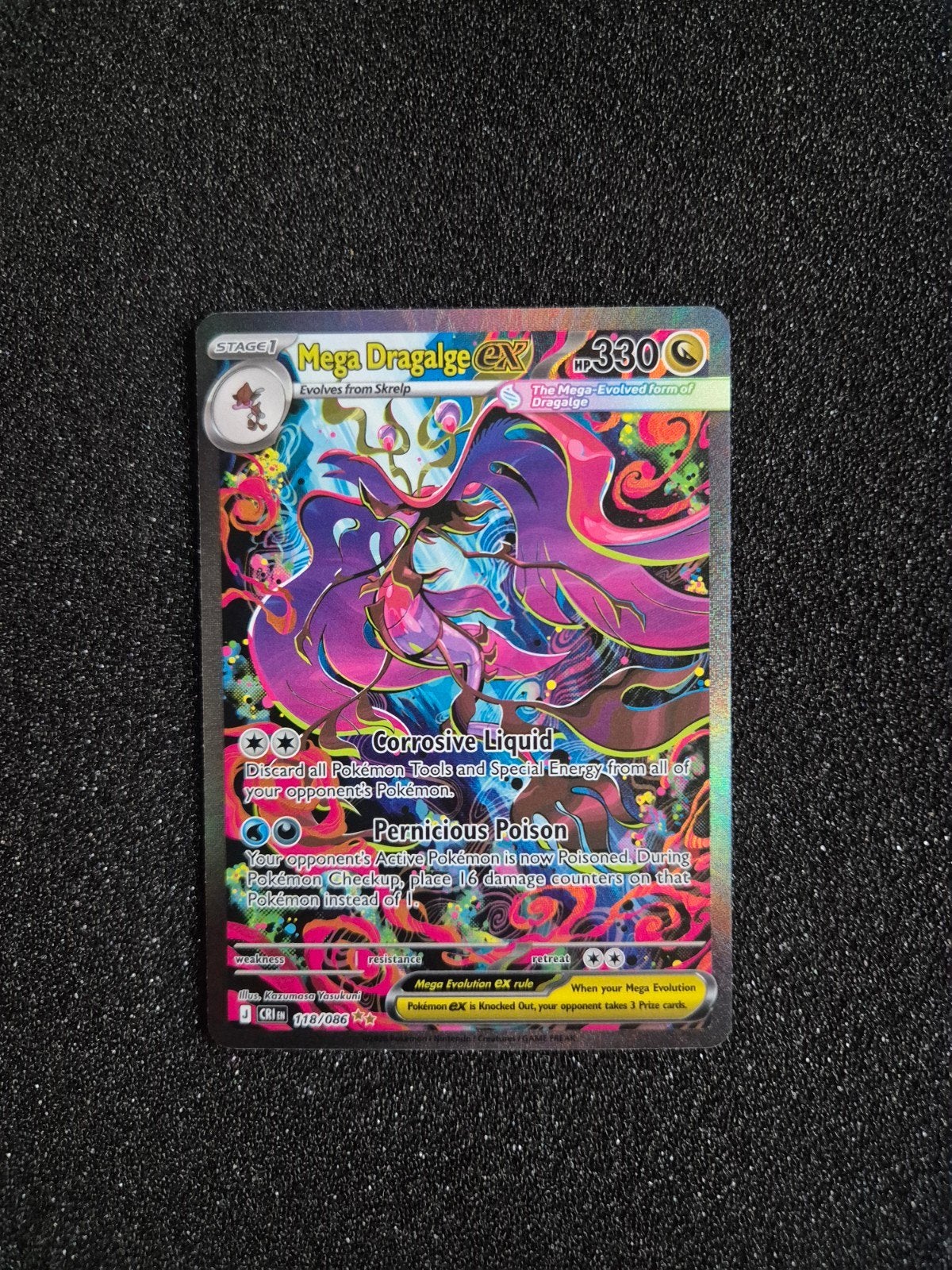 Mega Dragalge EX Pokémon Kaart - Full Art Foil, Ophalen of Verzenden, Zo goed als nieuw, Losse kaart, Foil
