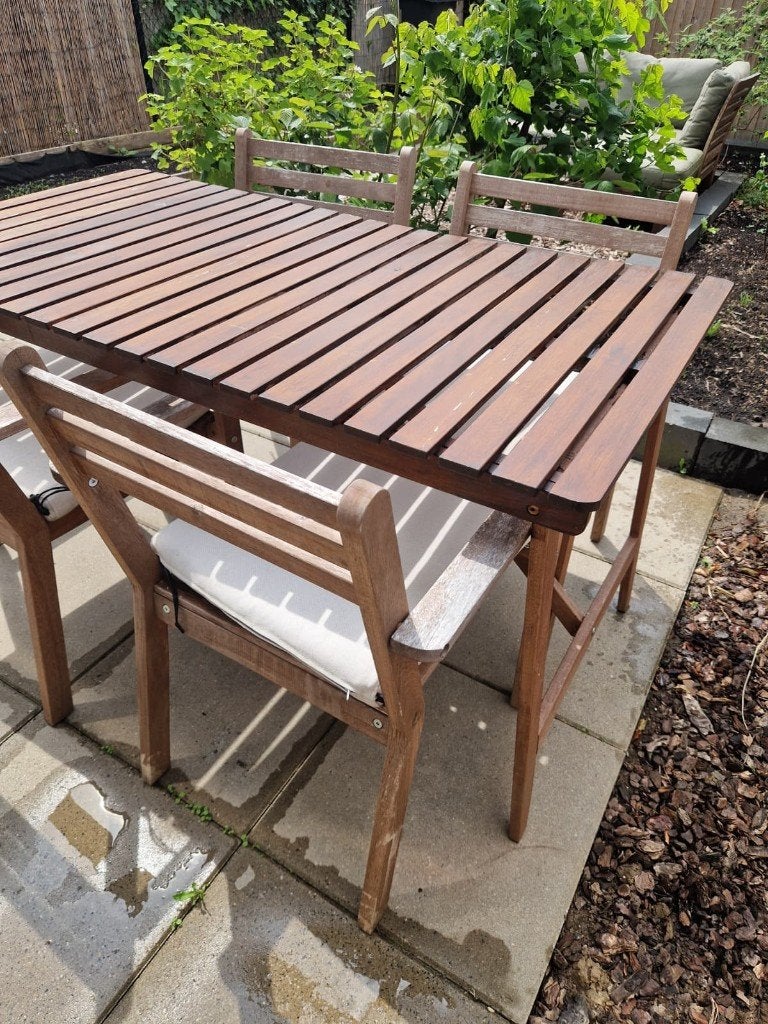 IKEA tuinset (tafel en 4 stoelen) | IKEA ASKHOLMEN, Tuin en Terras, Ophalen, 4 zitplaatsen, Zo goed als nieuw, Tuinset