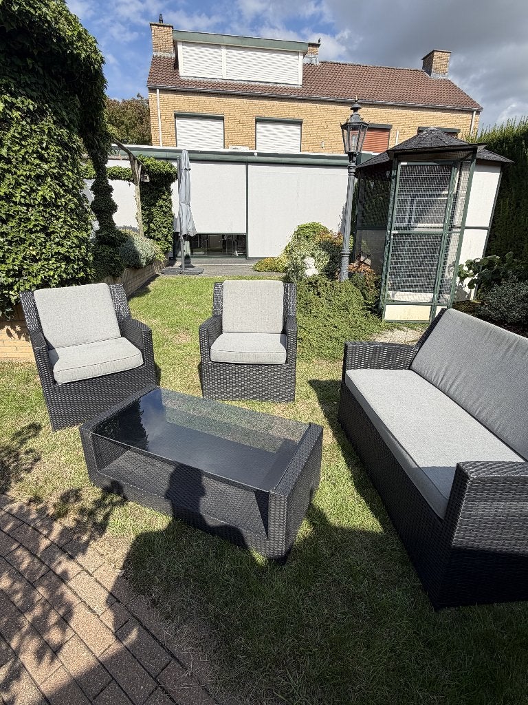 Mooie Loungeset met salontafel, Ophalen, 5 zitplaatsen, Gebruikt, Bank