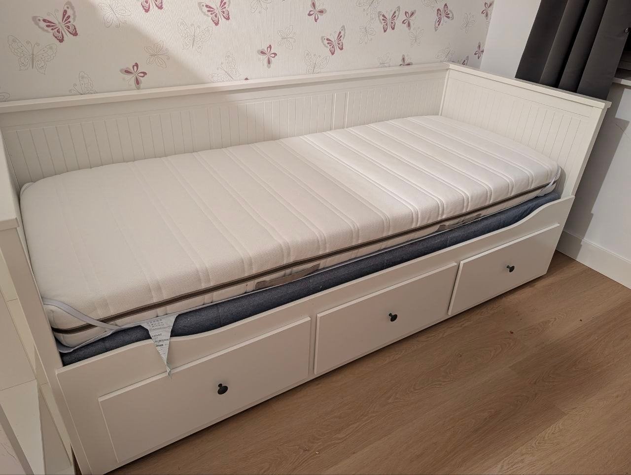 IKEA Hemnes uitschuifbaar bed - 1- of 2-persoons, Ophalen, Gebruikt, Eenpersoons, Wit