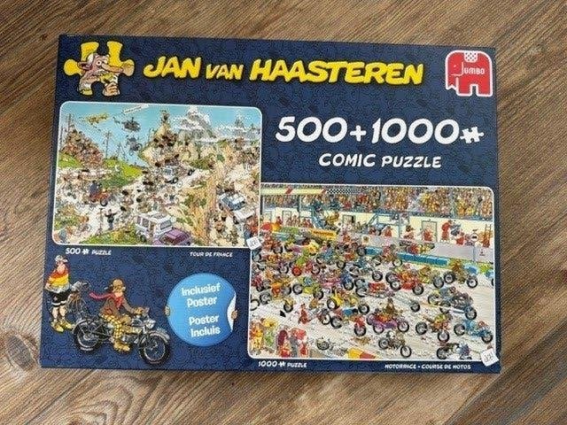 Jan van Haasteren - 2 puzzels Tour de France + Motorrace, Ophalen, 500 t/m 1500 stukjes, Zo goed als nieuw, Legpuzzel