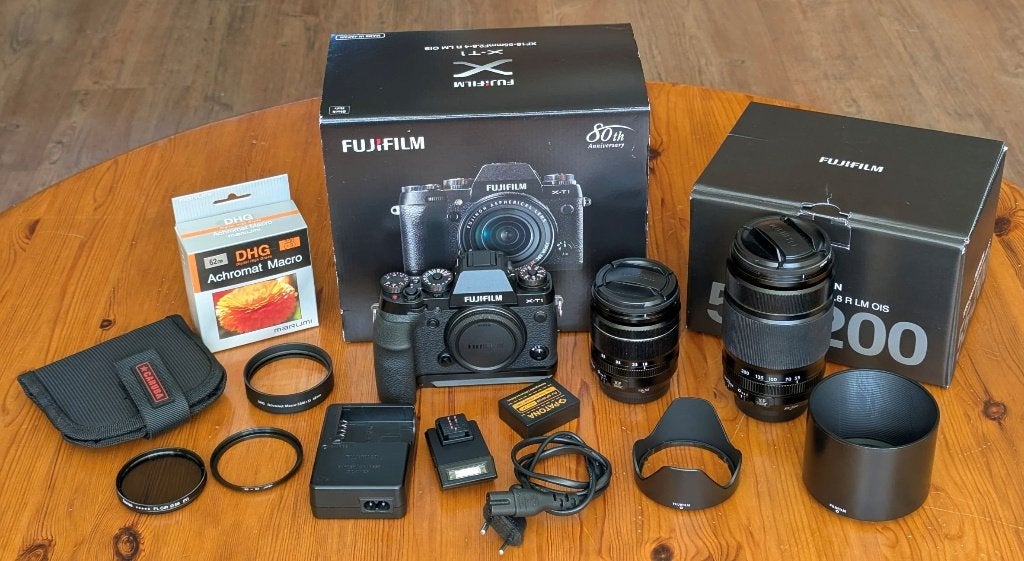 Fujifilm X-T1 met XF 18-55mm en XF 55-200mm, Gebruikt, Ophalen of Verzenden, Fujifilm, Systeemcamera