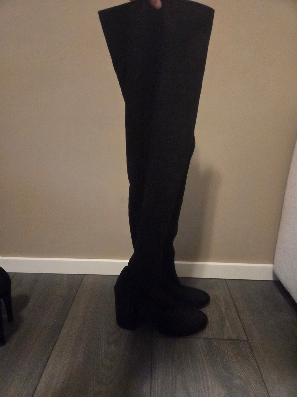 Overknee laarzen met hak, Hoge laarzen, Zwart, Ophalen of Verzenden, Zo goed als nieuw