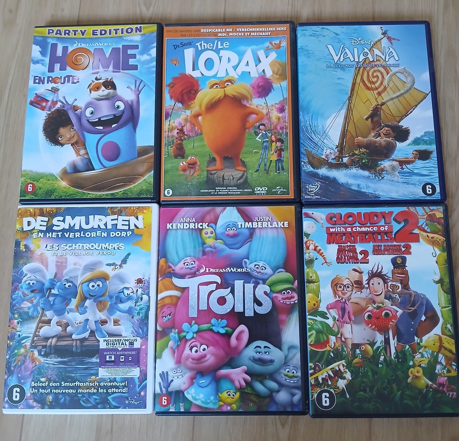 Animatie DVD Collectie Home, Lorax, Vaiana, Smurfen, Trol, Cd's en Dvd's, Gebruikt, Animatie, Verzamelbox, Nederlands