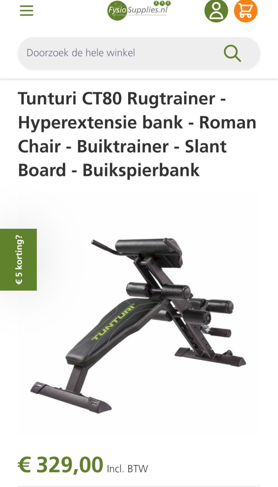 Tunturi CT80 Rugtrainer - Hyperextensie bank, Buik, Overige typen, Nieuw, Ophalen of Verzenden