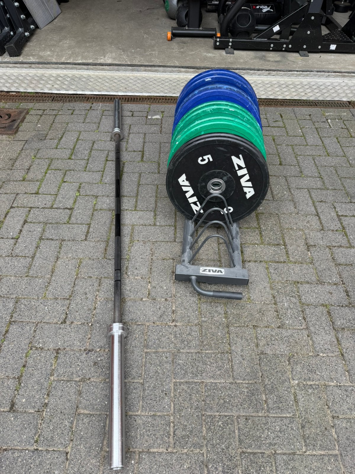 130kg Ziva Competie Bumperplates, Ziva Olympische Barbell, Sport en Fitness, Ophalen, Gebruikt, Halterschijven