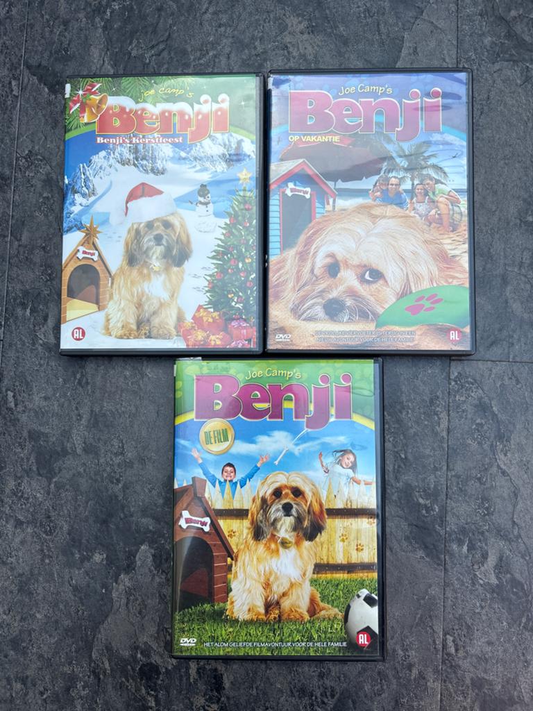 Benji DVD Boxset: Kerstfeest, Op Vakantie & De Film, Avontuur, Gebruikt, Alle leeftijden, Ophalen of Verzenden