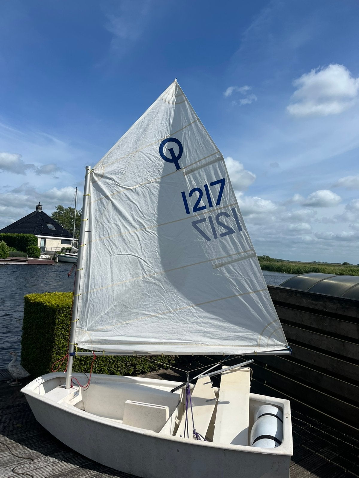 Optimist zeilboot, ideaal voor beginners, Watersport en Boten, Ophalen, Gebruikt, Inclusief zeilen, Polyester