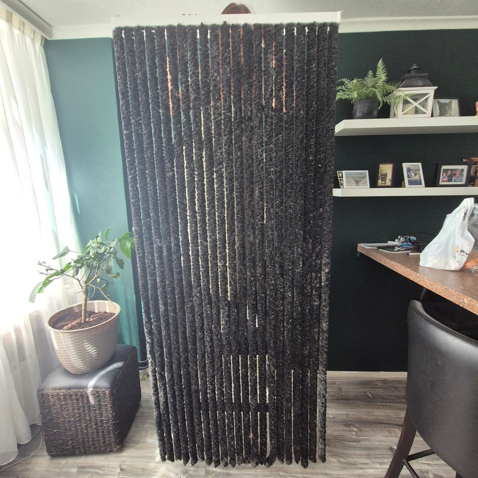 Zwart Vliegengordijn, Ophalen, 90 cm, In te korten, 210 cm
