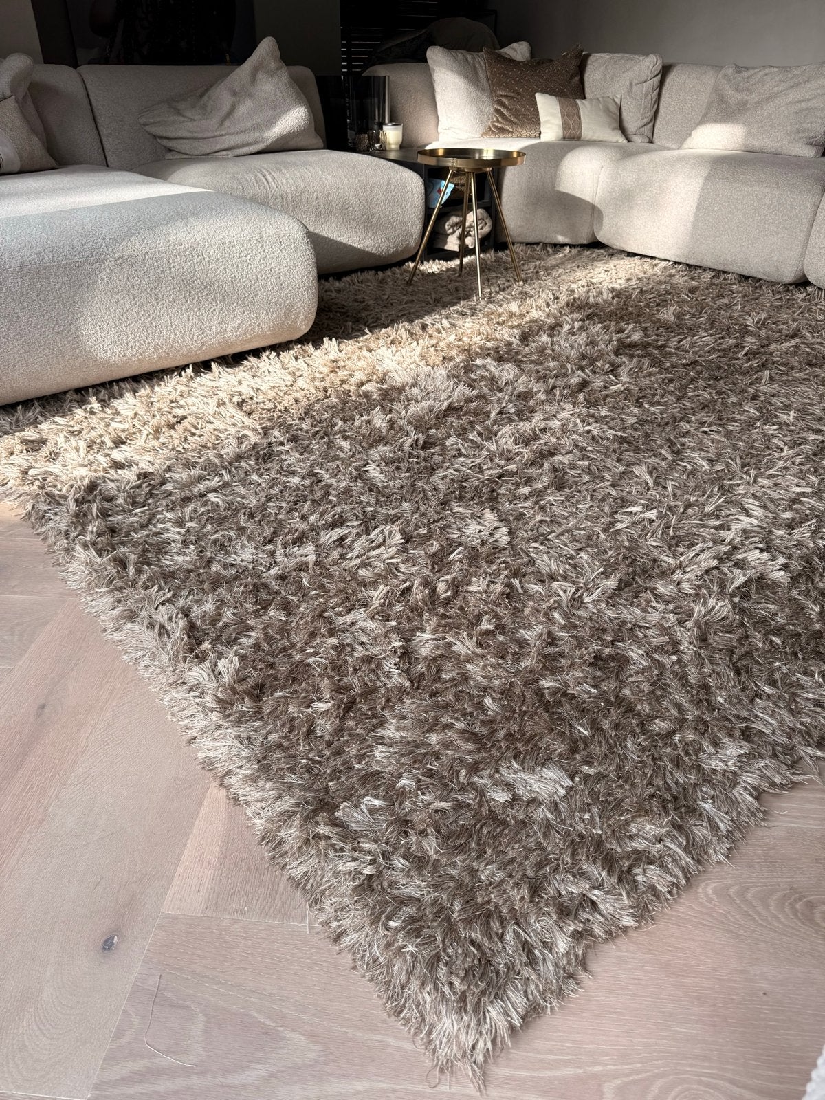 De Munk Carpets Hoogpolig Vloerkleed 2,5 x 3 meter, Ophalen, Gebruikt, Beige, 200 cm of meer