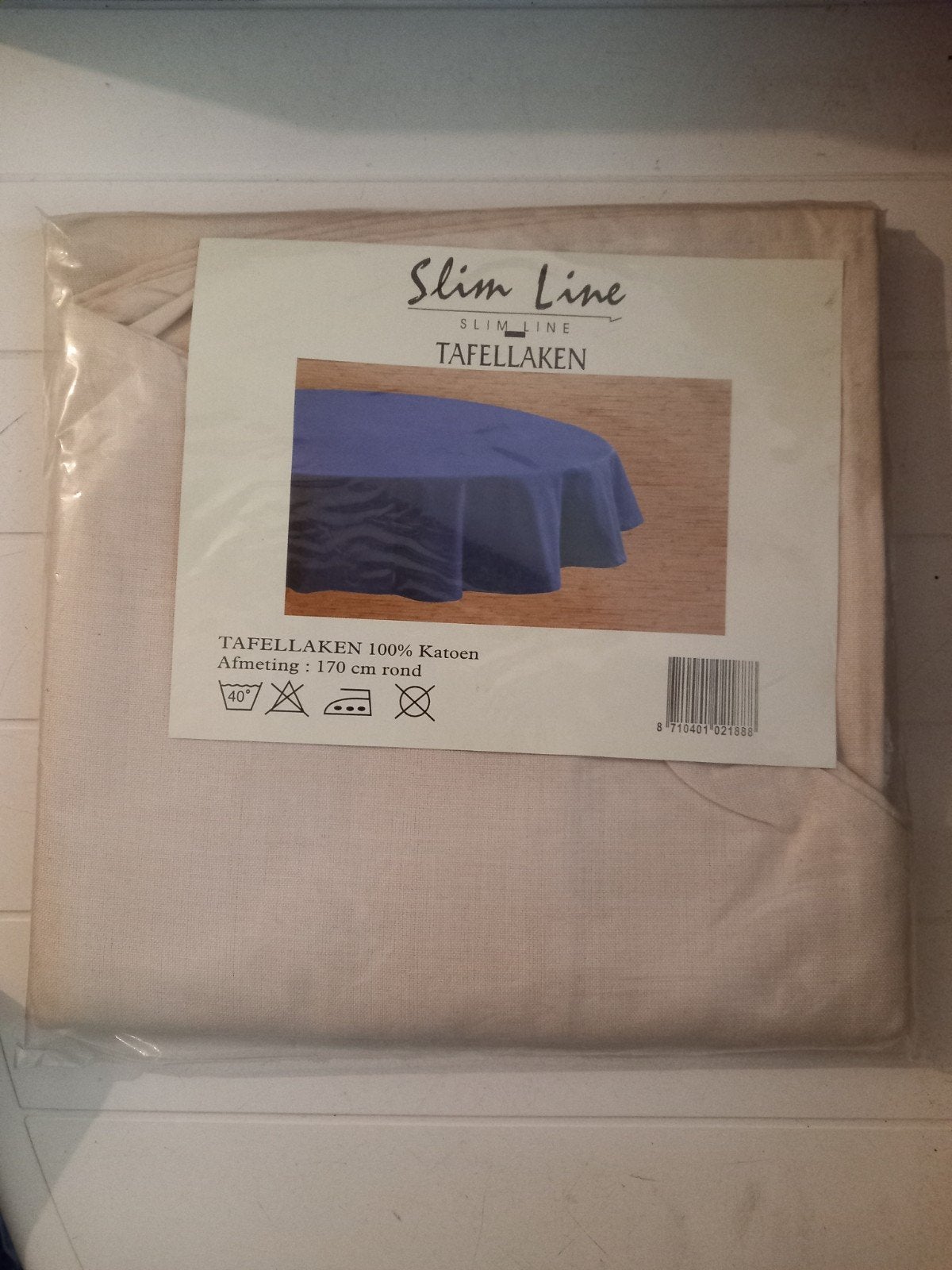 Beige Rond Katoenen Tafellaken - Slim Line 170 cm, Rond, Nieuw, Ophalen of Verzenden, Katoen