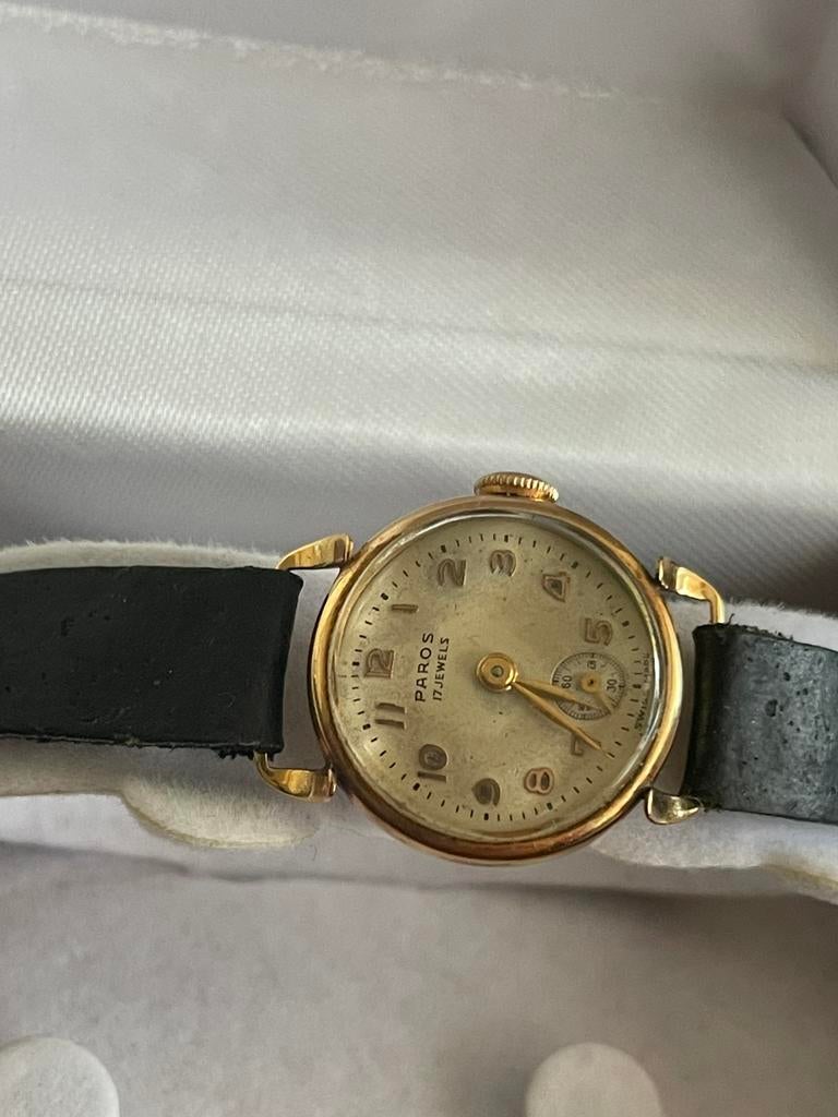 PAROS VINTAGE 18kgoud dames horloge, Sieraden, Tassen en Uiterlijk, Horloges | Dames, Staal, Polshorloge, Zo goed als nieuw, Ophalen