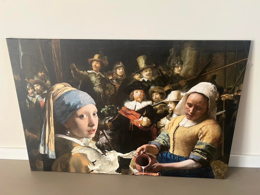 Canvas oude meesters xl €10 afhaal, Ophalen, Nieuw, Schilderij, 100 tot 125 cm