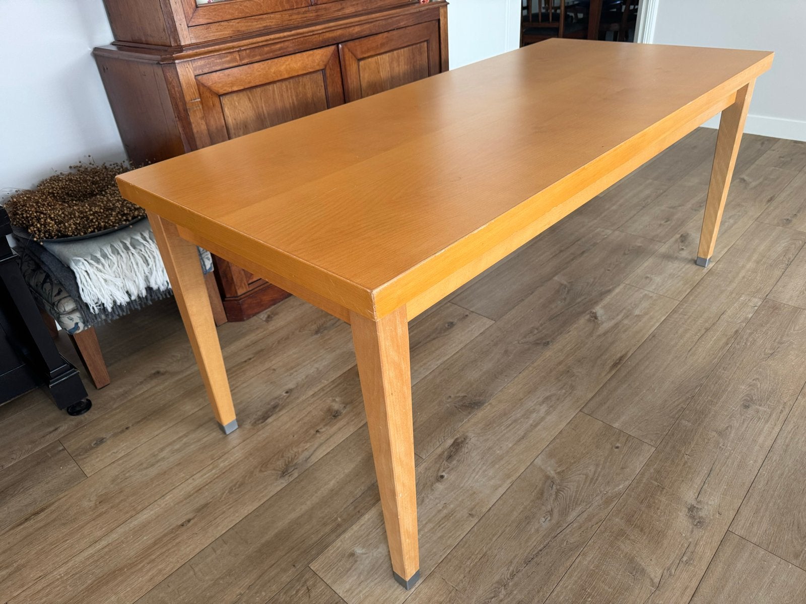 Houten eettafel, rechthoekig, 180x80 cm, Ophalen, 50 tot 100 cm, Zo goed als nieuw, 150 tot 200 cm