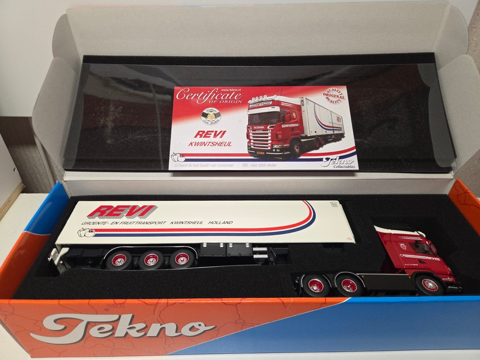Tekno Scania R koeloplegger Revi/JP Vis, Ophalen of Verzenden, Zo goed als nieuw, Bus of Vrachtwagen, Tekno