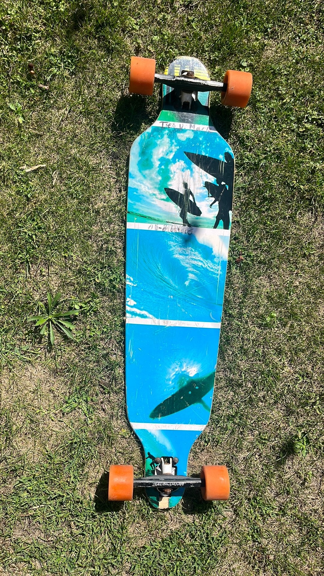 Mooi Longboard met surf design, Ophalen, Gebruikt, Skateboard, Longboard