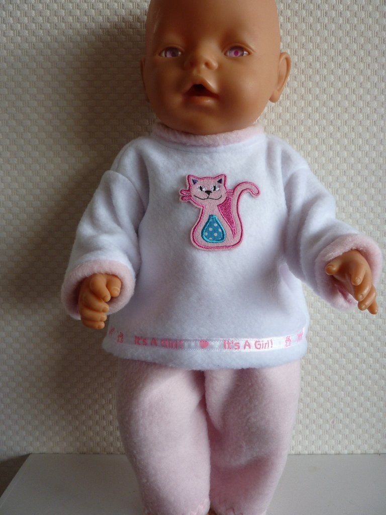 Fleece setje met applicatie voor de baby born Poppenkleertje, Ophalen of Verzenden, Nieuw, Babypop